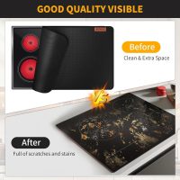 Stove Top Covers For Electric Stove Mat, Heat Resistant Mat for Glass Cooktop Double-Sided Fireproof Waterproof Oilproof 28.5 x 20 Inches Black - Image 2