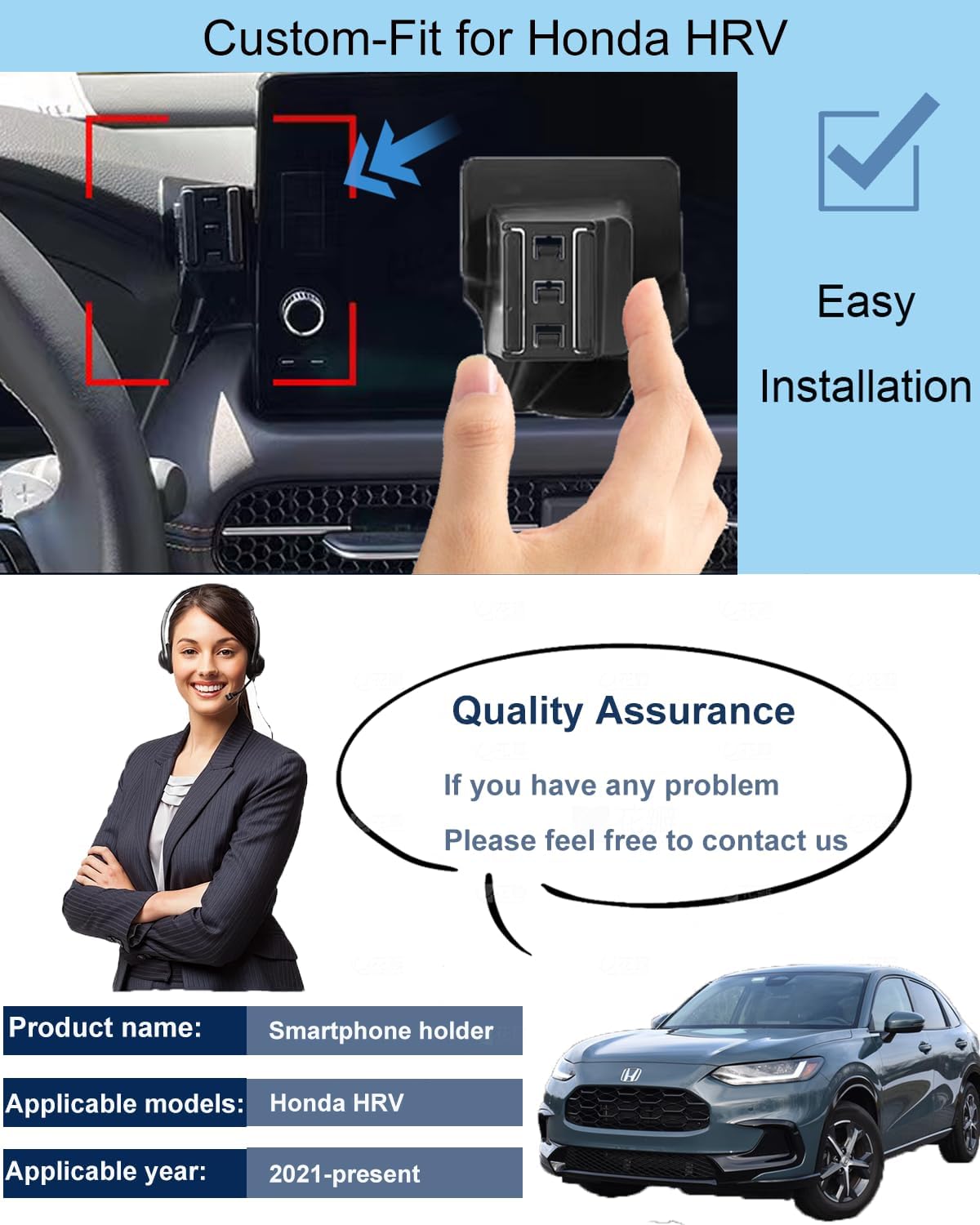 HRV Phone Mount HR-V Mount Magnetic Phone Holder for 2024 HRV Accessories HRV Phone Holder 2024 2023 Compatible for All Cell Phones - Image 2