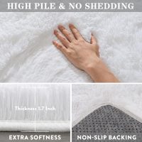 Shaggy Rugs for Bedroom Living Room Dorm Kids Room Decor, Soft Modern Indoor Fluffy Shag Area Rug, Non-Slip Fuzzy Floor Carpet 2x3 Feet, Cute Small Rectangle Plush Rug, White - Image 6