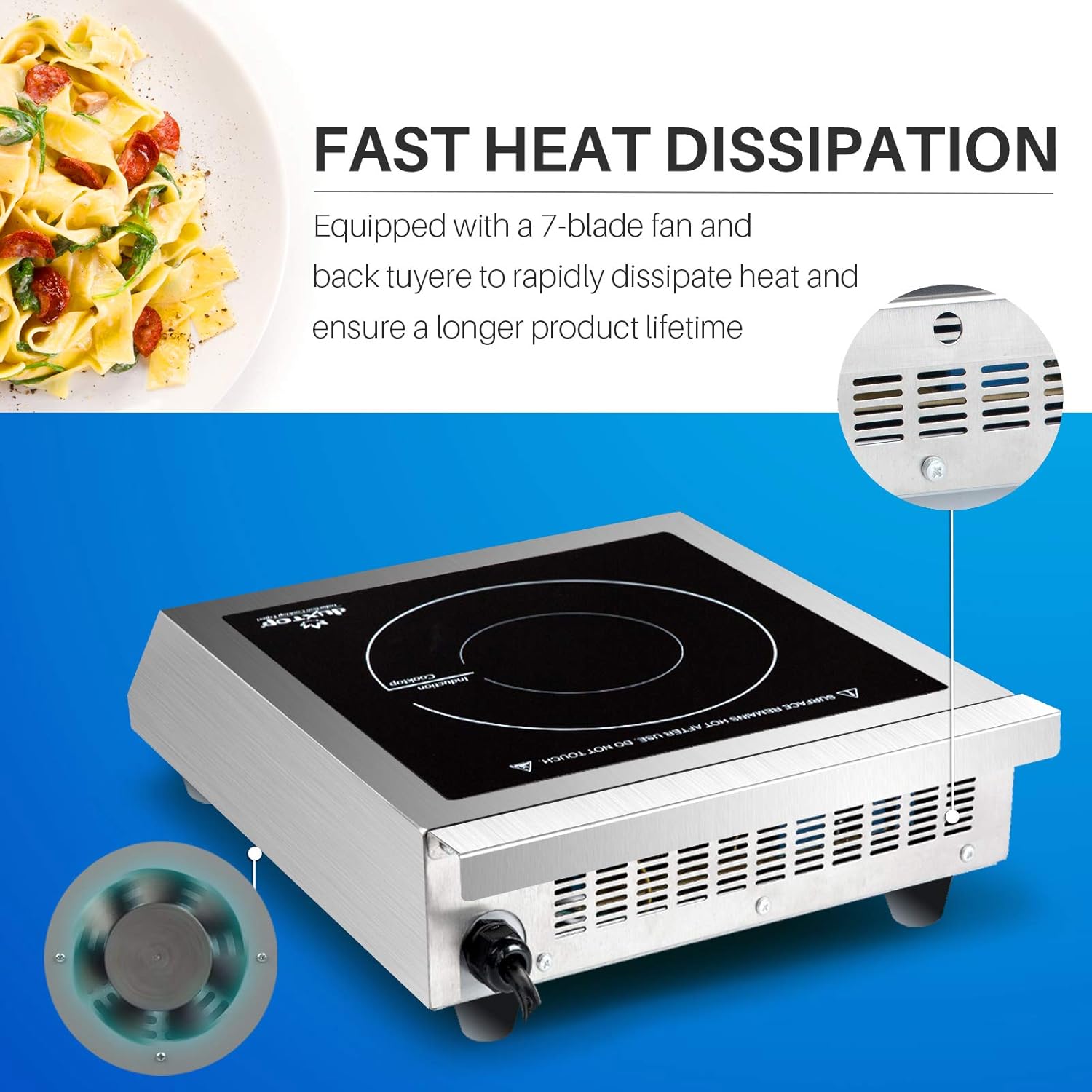 Duxtop Professional Portable Induction Cooktop, Commercial Range Countertop Burner, 1800 Watts Induction Burner with Sensor Touch and LCD Screen, P961LS/BT-C35-D, Silver/Black - Image 7