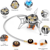 WADEO 6800W Windproof Camping Stove, Backpacking Stove with Piezo Ignition and Fuel Canister Adapters, Camping Gas Stove for Outdoor Backpacking Hiking and Picnic - Image 7
