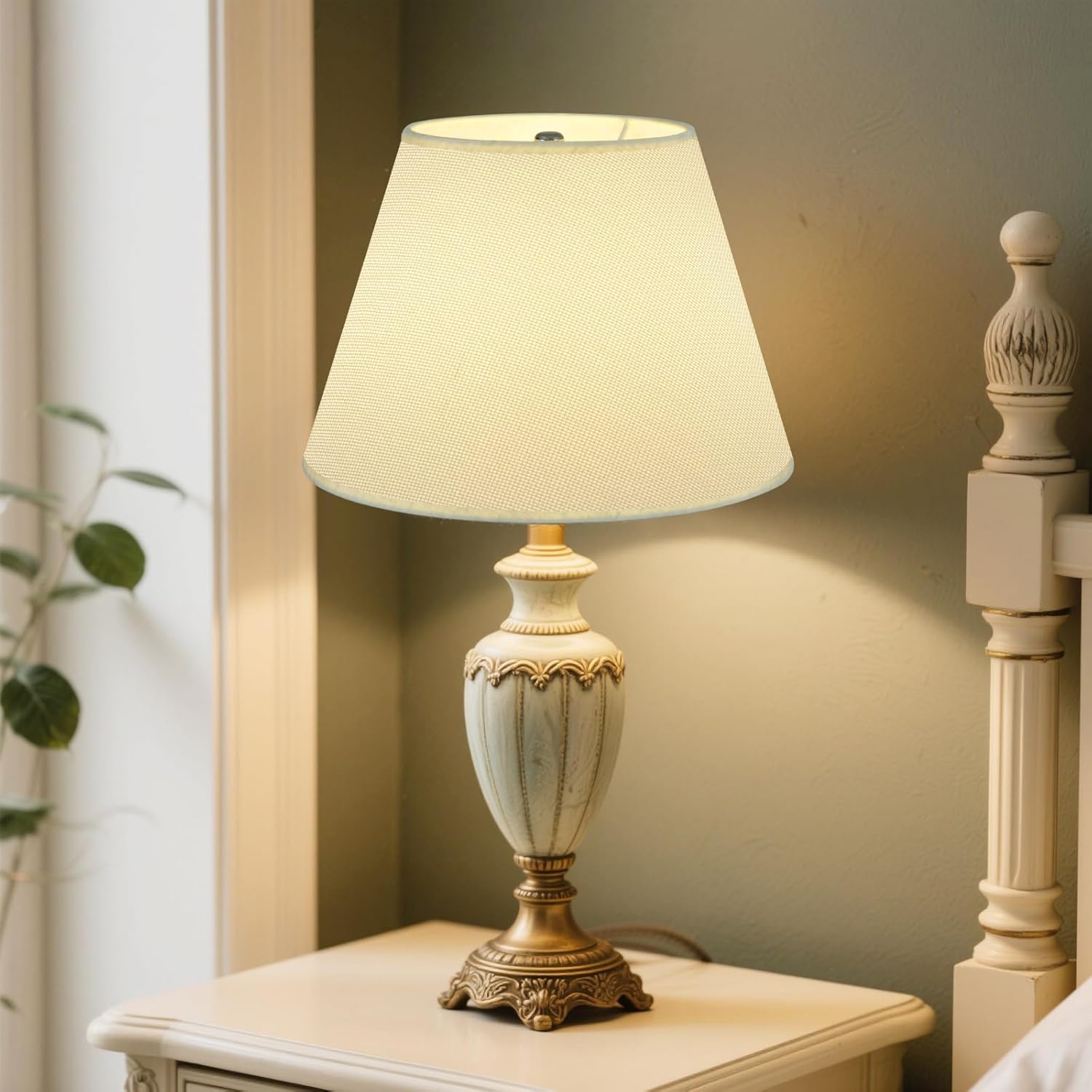 Small White Lamp Shade for Table Lamps, 6" Top x 10" Bottom x 7" High Lamp Shade, White Modern Fabric Lampshade, Replaceable Spider Fitter Home Decor Shade - Image 3