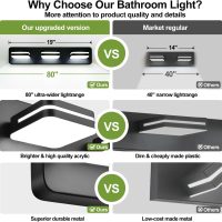 LED Modern Bathroom Vanity Light Fixtures (3-Light, 19-Inch), 360° Rotate Acrylic Matte Black Vanity Lights for Bathroom, Modern Wall Lighting Fixtures Over Mirror (Natural White Light 5000K 1300LM) - Image 5