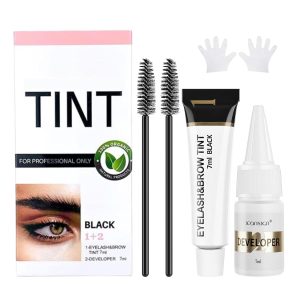 2-In-1 Eyelash & Eyebrow Kit, Professional Lash & Brow Color Kit, Lasting for 6 Weeks DIY Hair Coloring for Salon Home Use 7ml (Black)