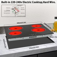 Noxton 24 Inch Electric Cooktop 4 Burners Electric Stove, Built-in Ceramic Cooktop with Touch Control Child Lock Timer Easy To Clean with Hard Wire 6000W 240V - Image 6