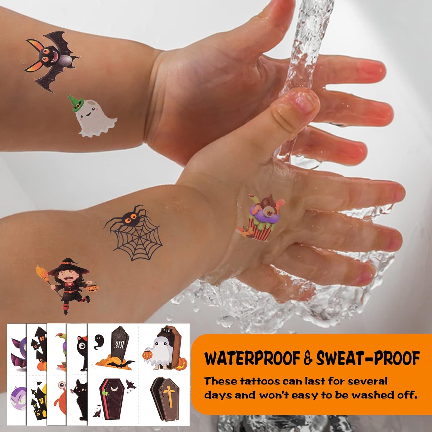 156 PCS Halloween Temporary Tattoos for Kids in 52 Unique Designs - 2 Inch Bulk Halloween Assorted Waterproof Fake Pumpkin Temp Tattoo Sticker for Boys Girls Goody Bag Stuffers Prizes Party Favors - Image 6