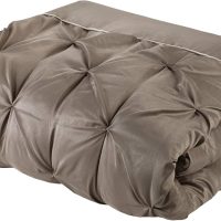 Madison Park Essentials Room in a Bag Faux Silk Comforter Set - Luxe Diamond Tufting All Season Bedding, Matching Curtains, Decorative Pillows, Taupe King(104"x92") 24 Piece - Image 11
