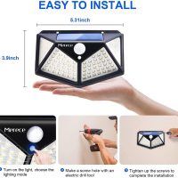 VINHMOR Solar Lights Outdoor 6 Pack, 100LED/3 Modes 270° Lighting Angle Motion Sensor Security Lights, IP65 Waterproof Wall Lights Solar Powered, Bright for Backyard Garden Fence Patio Front Door - Image 7