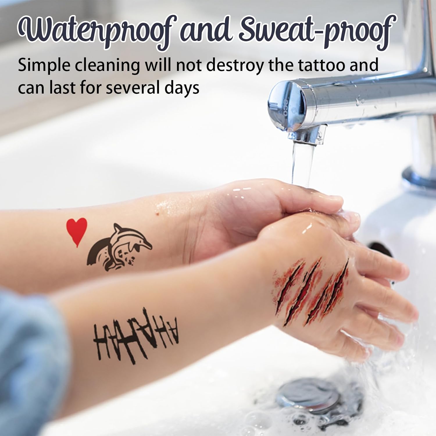 Joker Tattoos 13 Sheets,Halloween Temporary Tattoos for Men,Suicide Squad Fake Tattoo Stickers For Adults,Clown Costume Masquerade Cosplay Party Accessories Face Makeup,Large Size Waterproof - Image 5