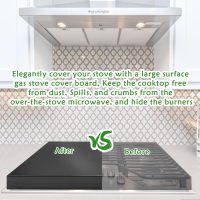 Gas Stove Cover Board, Resistance to Heat Range Covers for Gas Stove, Large Black Stove Top Covers (L30’’ x W22'' xH2.75'') with Anti-slip Silicone Feet, Anti-collision Corner Guards - Image 6