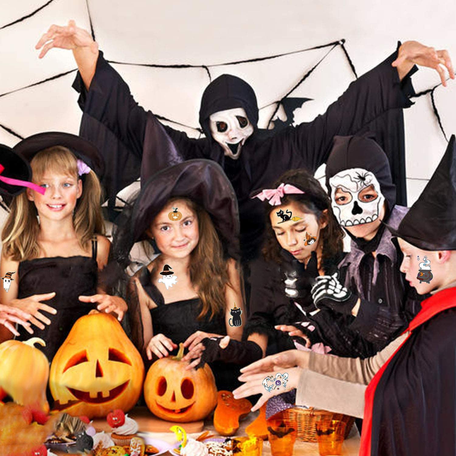 Partywind 10 Sheets Luminous Halloween Temporary Tattoos for Kids, Glow Halloween Decorations Birthday Party Favors Supplies, Halloween Fake Tattoos Goodie Bag Fillers Games Accessories for Party - Image 2
