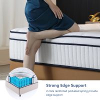 Queen Size Mattresses, 14 Inch Queen Mattress in a Box, Medium Firm Hybrid Mattress with Pocket Springs, Pressure & Pain Relief, Strong Edge Support, Ultimate Motion Isolation - Image 4