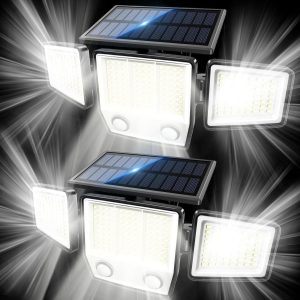 Solar Motion Sensor Outdoor Lights Waterproof - 3000LM 3 Modes Security Lights Outdoor 270° Illumination IP65 LED Solar Flood Wall Light for Garden Yard Patio Pathway (Modern, 2)