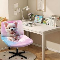 Criss Cross Chair Cover - Armless Wide Back Chair Cover,3D Printed Cute Pets Water Resistant Stretchable Slipcover for Mid Back Wide Seat Desk and Vanity Chairs Washable - Image 2