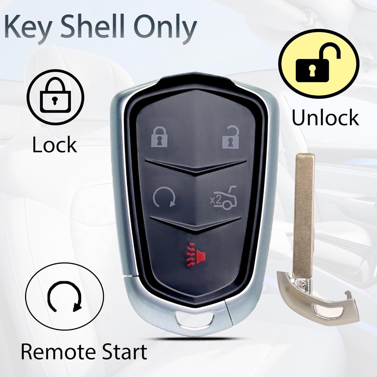 Key Fob Shell Case Replacement Fits for Cadillac ATS ATS-v CTS CT6 XTS XT5 XT4 XT6 SRX 2014 2015 2016 2017 2018 2019 2020 2021 Keyless Entry Remote Control 5btn Pad Cover - Image 4