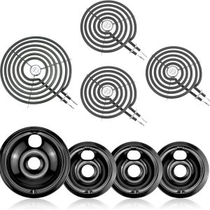 Electric Stove Burner Drip Pans WB31M19(8”) WB31M20(6”) Electric Stove Top Burner Replacement WB30M1(6") WB30M2(8") Compatible for G-E Hot-point Ken-more General Electric Stove Parts by MIFLUS