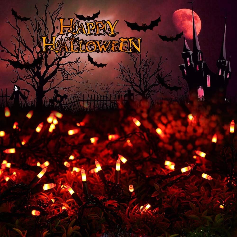 Brizled Orange Halloween Lights, 21.3ft 100-ct Incandescent String Lights Connectable, UL Certified, Black Wire Mini Light Set for Indoor & Outdoor Decorations, Holiday, Christmas - Image 5