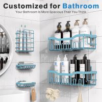 EUDELE 5-Pack Rustproof Stainless Steel Shower Caddy – No Drill Adhesive Bathroom Organizer with Large Capacity, Spacious Shower Shelves for Inside Shower, Kitchen & Home Decor Storage-XL Size - Image 2