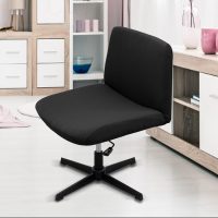 Armless Office Chair Cover, Waterproof Jacquard, Mid Back Wide Seat, Elastic Criss Cross Design (Black) - Image 5
