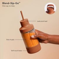 The Beast Mini Blender Plus | Mini Countertop Kitchen Blender | Blend Smoothies and Shakes, Dressings, Sauces, Dips | Extra Vessels, Straw Cap and Straws Included | 600W (Terra) - Image 6