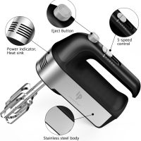 Hand Mixer Electric, 450W Kitchen Mixers with Scale Cup Storage Case, Turbo Boost/Self-Control Speed + 5 Speed + Eject Button + 5 Stainless Steel Accessories, For Easy Whipping Dough,Cream,Cake - Image 2
