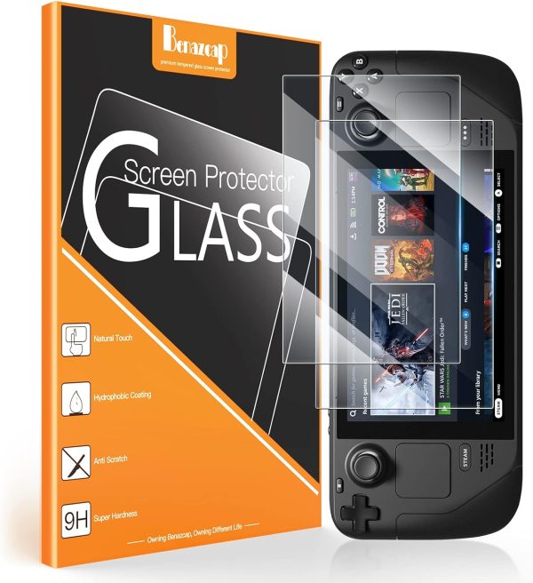 Benazcap [2 Pack] Steam Deck Screen Protector 7 Inch 2021 Release, 9H Tempered Glass Film Easy Installation/Anti-Scratch/HD Clear for Steam Deck New Version
