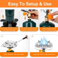 Camping Stove Propane Burner, Portable Camp Stove with Foldable Gas Tank Base, Adjustable Flame Backpacking Cooker for Camping, Small Single Burner Propane Stoves Kit for Hiking Tent Outdoor Cooking - Image 2