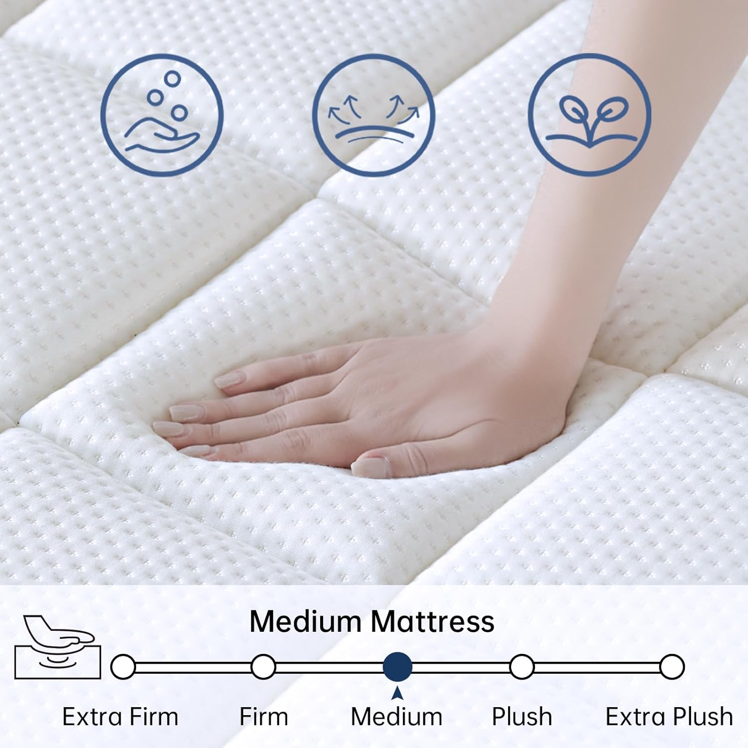 King Size Mattress, 12 Inch King Mattress in a Box, Medium Plush Pocket Spring and Gel Memory Foam for Superior Comfort, Pressure Relief, Strong Edge Support - Image 3