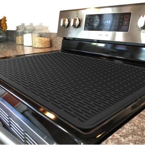 Stove Top Cover for Electric Stove - Silicone Stove Mat for Glass Top, Glass Cooktop Protector, XL Dish Drying Mats For Kitchen,Oven Covers for Electric Stove (Black,30 x 21)
