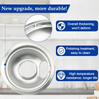 4 Pack (2) 6" & (2) 8" Electric Stove Burner Covers, Replacement Chrome Drip Pans for Whirlpool W10278125 W10196405 W10196406 - Image 3
