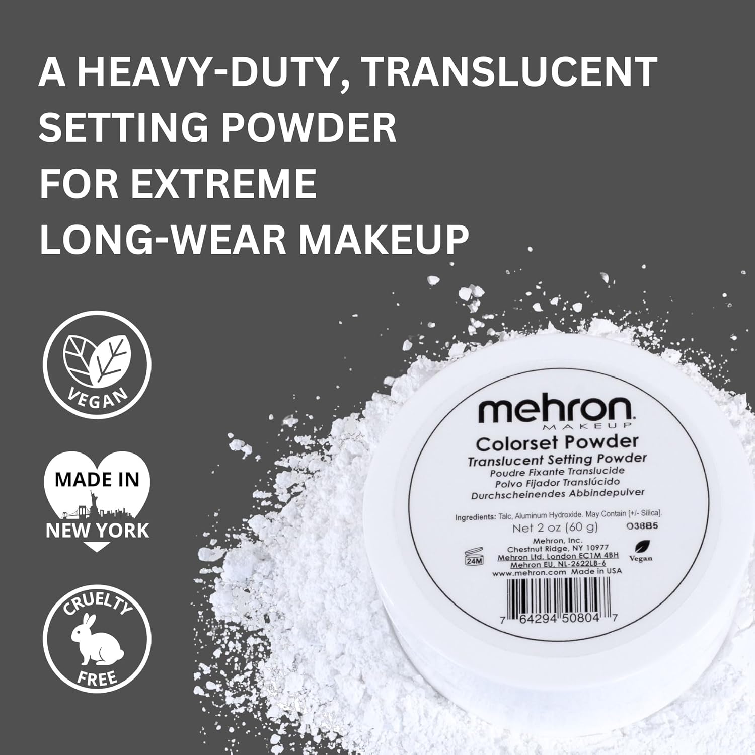 Mehron Makeup Colorset Powder | Translucent Setting Powder | Special Effects, Halloween, & Film 2 oz (60 g) - Image 2