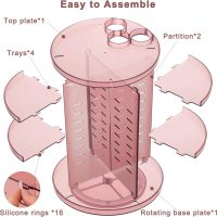 Rotating Makeup Organizer, DIY 8 Adjustable Layers 360 Spinning Skincare Organizers, Makeup Storage Carousel Tower with Brush Holder & Perfume Trays, Cosmetic Display Case for Vanity Bathroom - Image 6