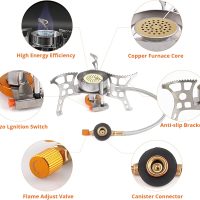 Camping Stove with Fuel Canister Adapter Portable Collapsible Gas Stove with Piezo Ignition-3900W-Lightweight-Windproof-Butane Adapter Camping and Backpacking Mini Stove Kit for Hiking - Image 2