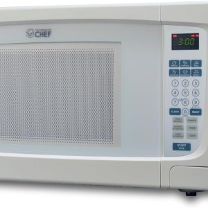 COMMERCIAL CHEF 1.6 Cubic Foot Microwave with 10 Power Levels, Small Microwave with Push Button, 1000 Watt Microwave with Digital Control Panels, Countertop Microwave with Timer, White