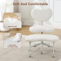 Ergonomic Cross Legged Chair with Wheels,360° Swivel Meditation Chair,ADHD Chair, Criss Cross Desk Chair with Lumbar Support and Adjustable Stool, Flexible Design for Fidgety Sitters, Ivory - Image 5