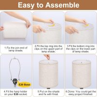 Tall Drum Lamp Shades Set of 2, 10"Top x10" Bottom x 13"High, Beige Lampshade for Table Lamp Floor Lamp, Replacement Lampshades Natural Linen Handcrafted, Spider, Harp Holders Included, Easy Assembly - Image 7