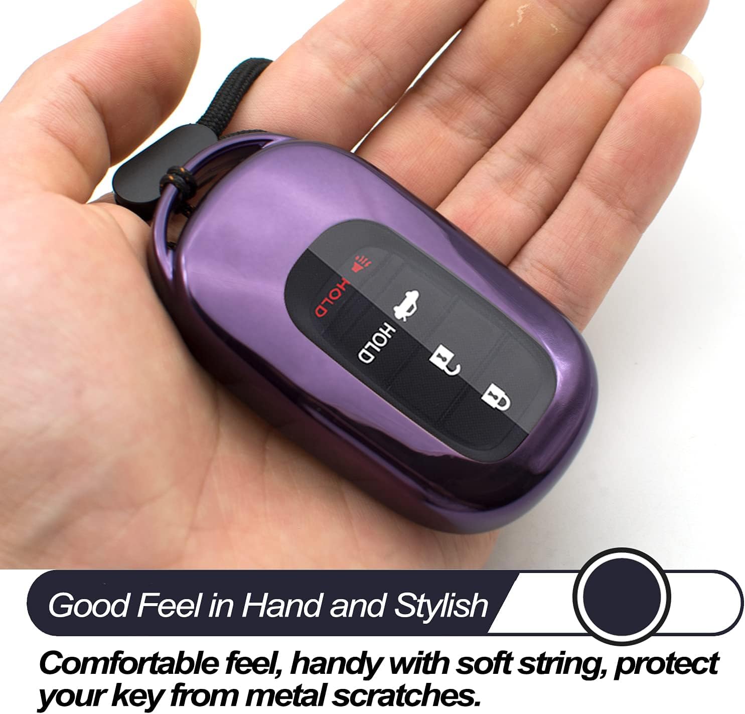 MECHCOS Compatible with 2024 2023 2022 Honda Civic CR-V Accord HR-V Pilot Purple TPU Key Fob Cover Case Remote Holder Skin Protector Keyless Entry Sleeve Accessories - Image 4