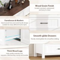 8 Drawer Dresser for Bedroom with Deep Drawers, Large Wooden Double Farmhouse Dresser Chest of Drawers for Living Room, Hallway, Entrywa — White & Brown - Image 5