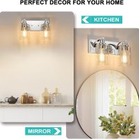 2-Light Bathroom Light Fixtures Modern Chrome Vanity Lights for Bathroom Lighting Fixtures Over Mirror with Clear Glass Shade for Cabinet Mirror Bedroom Hallway - Image 9