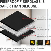 Fireproof Stove Top Covers for Electric Stove,28"x20" Heat Resistant Glass Top Stove Cover Protector,Silicone Coated Fiberglass Stove Top Mat for Prevents Scratching(Black) - Image 3