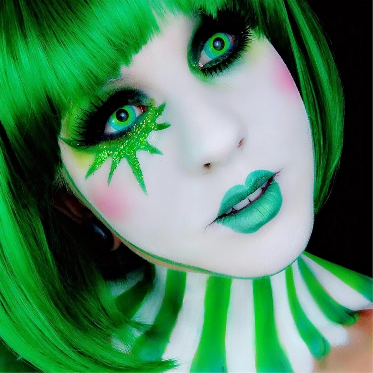 Go Ho Green Face Paint Stick,Water Based Cream Body Paint Washable,Highly Pigmented,Smooth and Safe for Skin,Halloween Cosplay SFX Makeup,Green Witch Costume Face Paint - Image 6