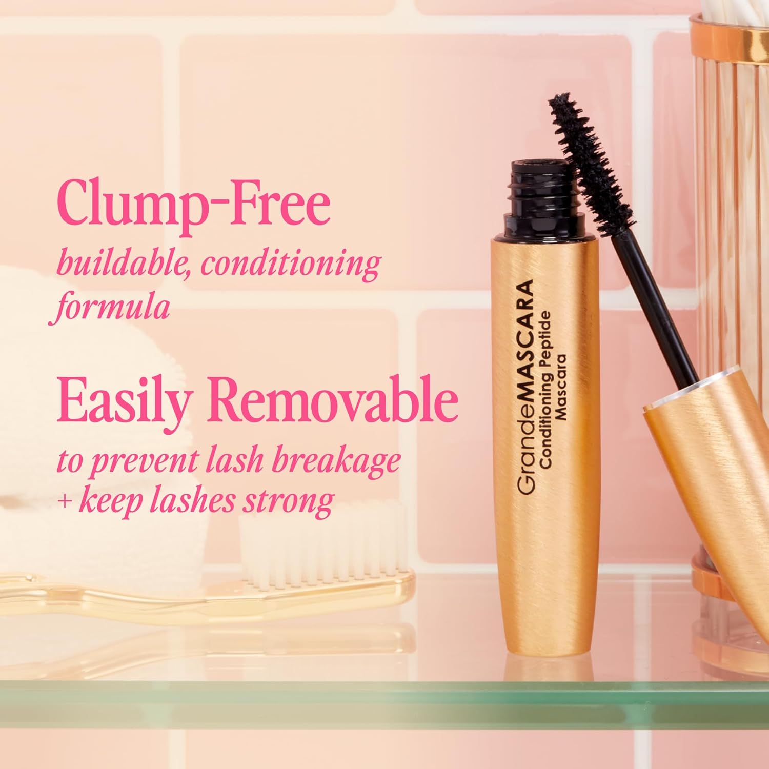 Grande Cosmetics GrandeMASCARA Conditioning Peptide Mascara – Buildable Extreme Volume & Length – Long-Lasting & Clump-Free Black – Lash & Extension Friendly - Image 4
