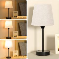 Mini Bedside Lamps for Bedrooms Set of 2 - Nightstand Bedroom Lamps with USB C Port and AC Outlet Charging, Dimmable Touch Small Bed Side Table Lamp, Black Night Stand Light for Kids/Guest Room - Image 3