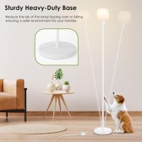 64.2'' White Floor Lamp, 3 Color Temperatures LED Bulb Included, Modern Standing Lamp with Opal Glass Shade, Tall Pole Standing Lamps for Living Room, Office, Bedroom, Home Decor, Foot Pedal Switch - Image 3