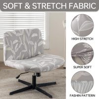 Armless Chair Slipcover Stretch Criss Cross Chair Cover, Mid Back Wide Seat Accent Chair Covers,Modern Vanity Chair Cover for Office Desk (Wheat) - Image 3