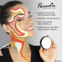 Mehron Makeup Paradise Makeup AQ Pro Size | Stage & Screen Performance, Face & Body Painting, Beauty, Cosplay, and Halloween | Water Activated Face Paint, Body Paint 1.4 oz (40 g) – White - Image 4