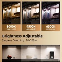 4-Pack Under Cabinet Lighting Wireless,LED Rechargeable Motion Sensor Light Indoor Battery Operated,3 Color Temps&Dimmable Closet Lights with Remote,Under Counter Lights for Kitchen Stairs - Image 5