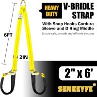 Axle V-Bridle Strap, 2" x 6' With 4700LBS Capacity, Tie Down With Snap Hooks, Cordura Sleeve, D Ring Middle - ATV Car Truck Recovery Tow Trailer - Image 2