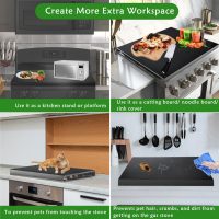 Gas Stove Cover Board, Resistance to Heat Range Covers for Gas Stove, Large Black Stove Top Covers (L30’’ x W22'' xH2.75'') with Anti-slip Silicone Feet, Anti-collision Corner Guards - Image 2