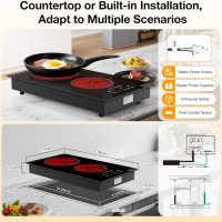 BLITZHOME Electric Stove Top 2 Burner, 12inch Electric Cooktop, Built-in Ceramic Cooktop with 9 Power Levels/Timer/Child Safety Lock/Touch Control/Overheat Protection, 220-240V, Hard Wire, No Plug - Image 7